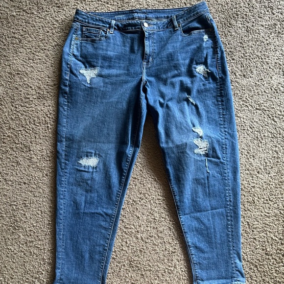Lane Bryant Blue Boyfriend Jeans Distressed Relaxed Fit - Picture 2 of 6